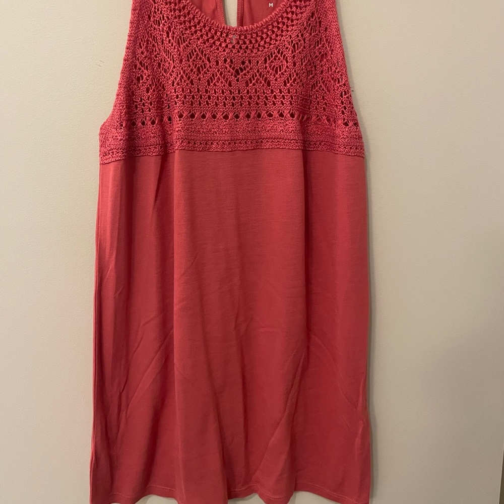 Loft coral crochet tank top M